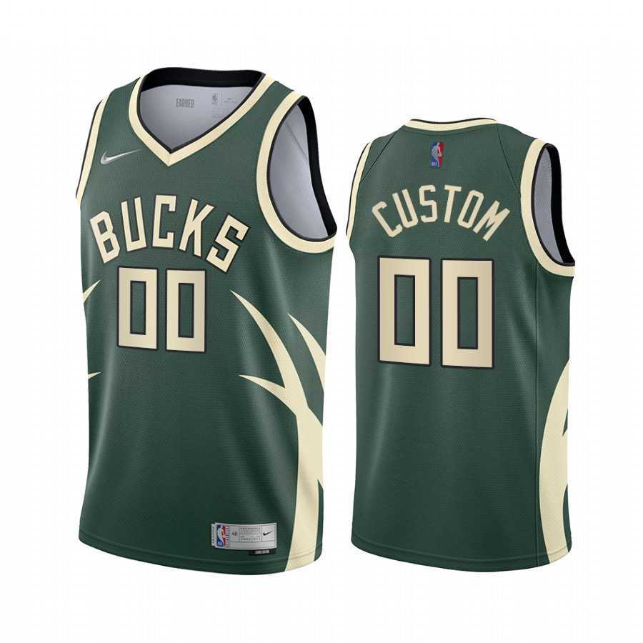 Men & Youth Customized Milwaukee Bucks Green Swingman 2020-21 Earned Edition Jersey